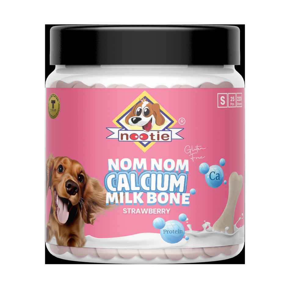 Nootie Nom Nom Calcium Milk Bone Stawberry Flavour - Large