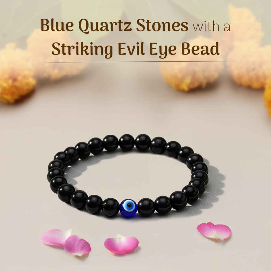 Cycle Pure Om Shanthi Blue Quartz Evil Eye Bracelet Protection From Negativity