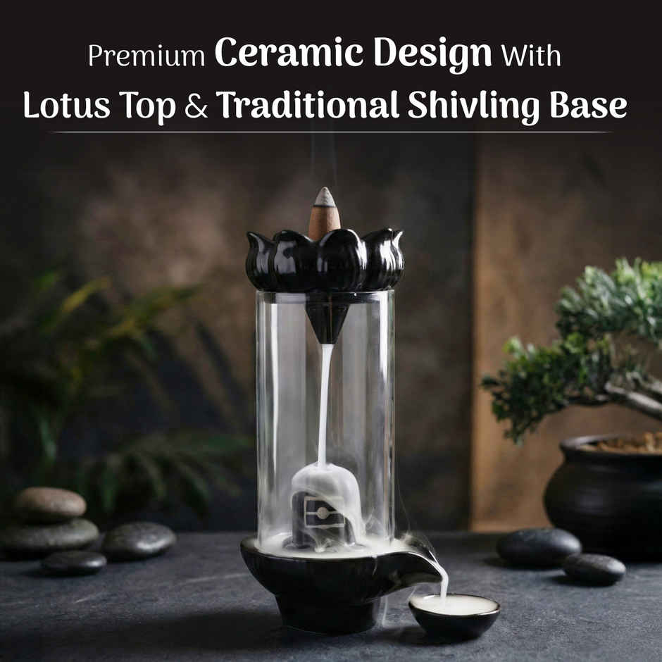 Shivling Abhisheka Ceramic Backflow Incense Cone Holder & Cones | From House of Cycle