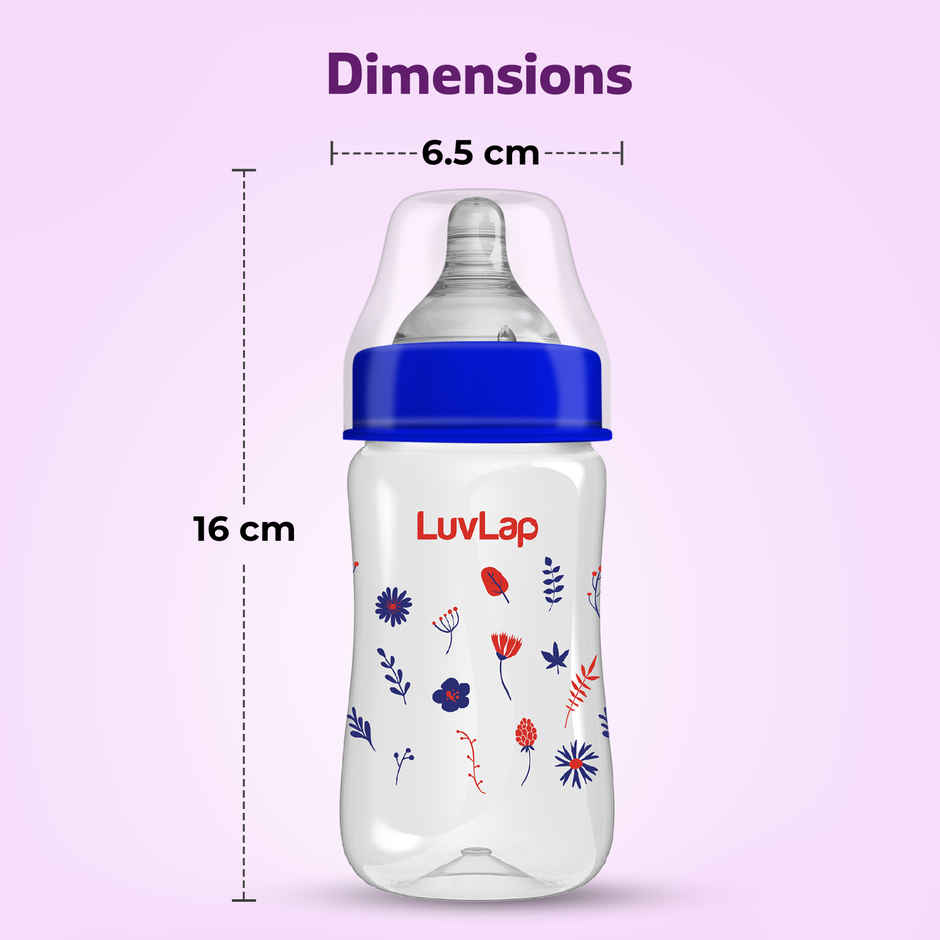 LuvLap Anti Colic Wide Neck Natura Flo Baby Feeding Bottle | Floral BPA Free | 250 ml