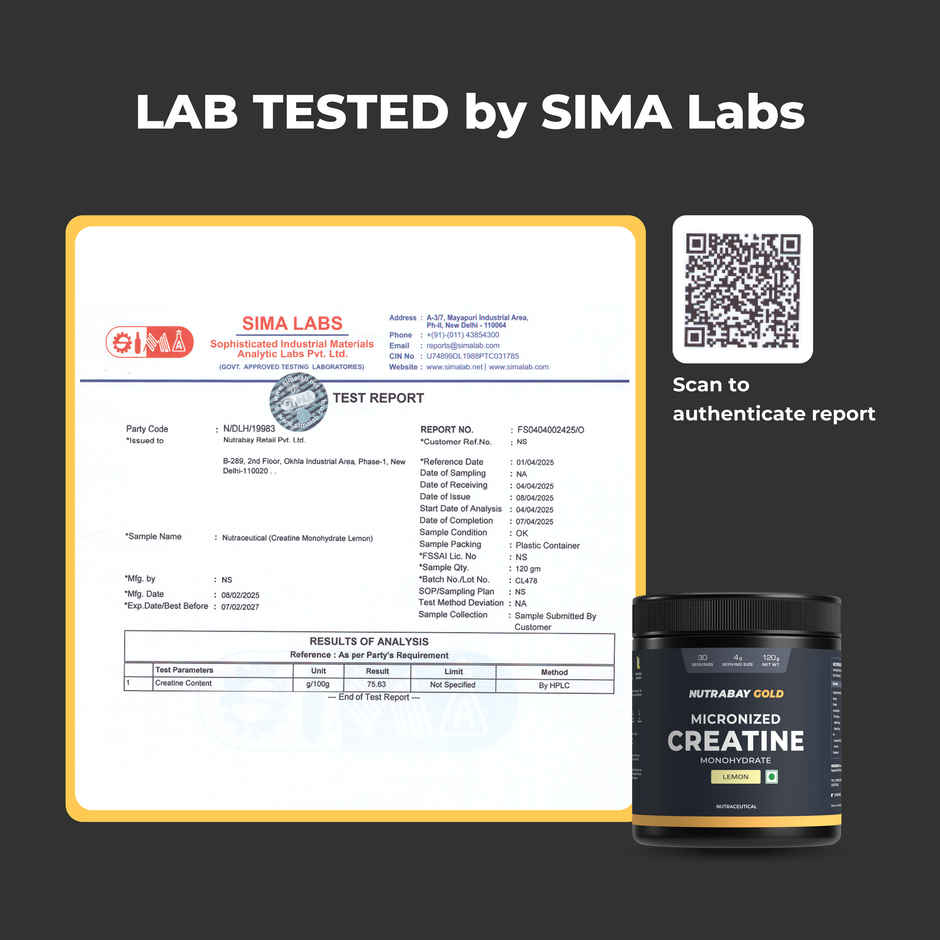 Nutrabay Gold Micronized Creatine Monohydrate Lemon