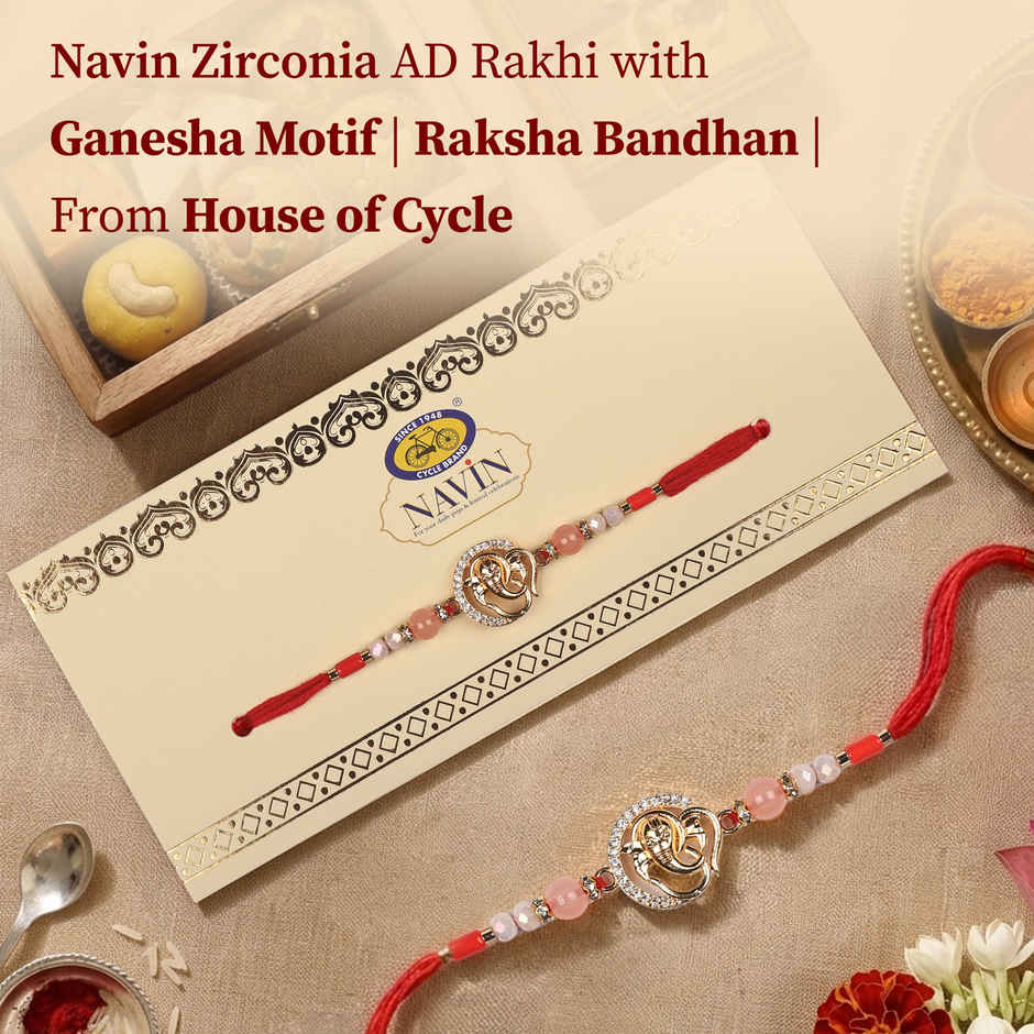 Navin Zirconia Rakhi with Ganesha Motif | Religious | Pack of 1 | Cycle Pure