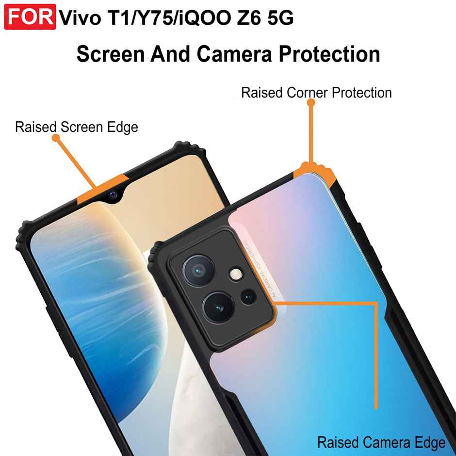 Zapcase Back Cover for Vivo Y75 5G, iQOO Z6 5G, Vivo T1 5G | Matte-Black