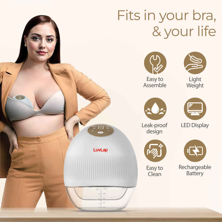 LuvLap Glory Hands Free Dual Electric Breast Pump | 24 mm Breast Shield | White