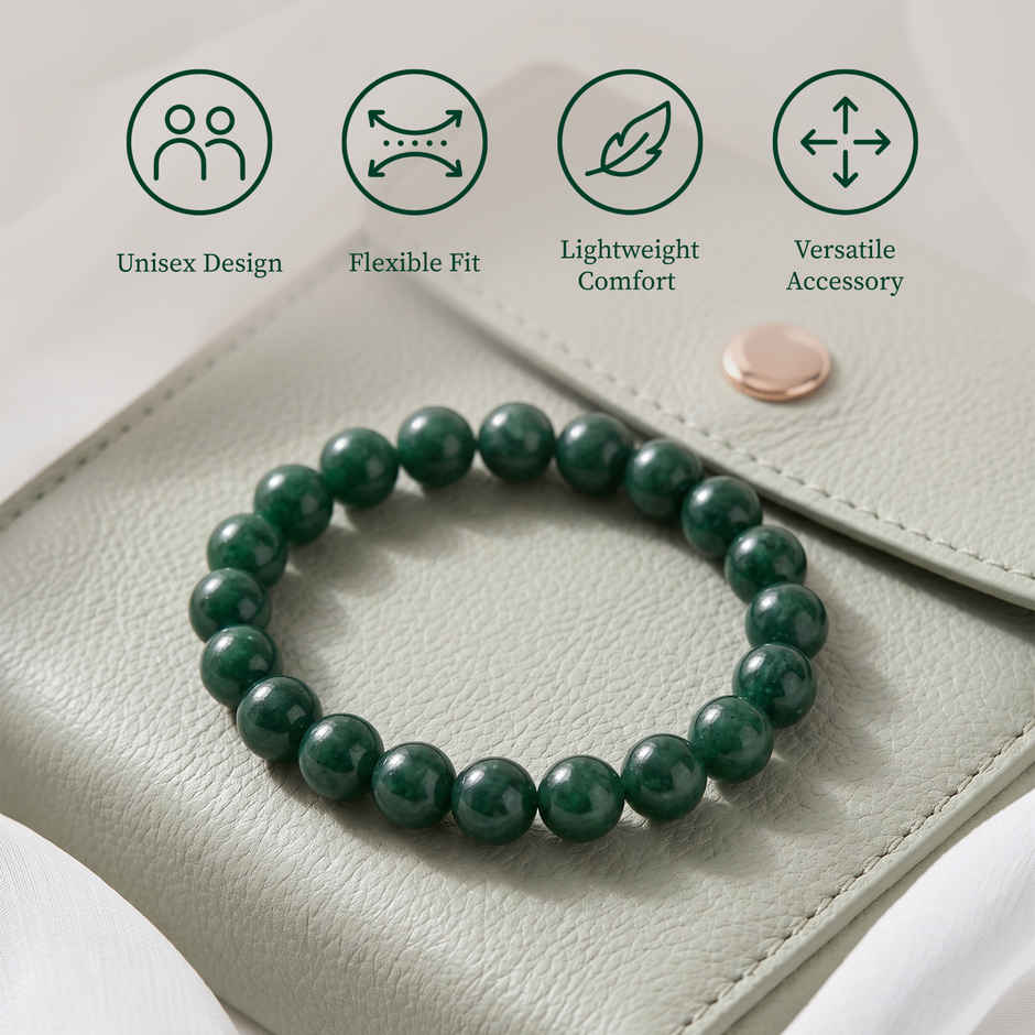 Mind and Soul Green Jade Bracelet for Luck & Prosperity | Natural Gemstones | Pack of 1 | Cycle