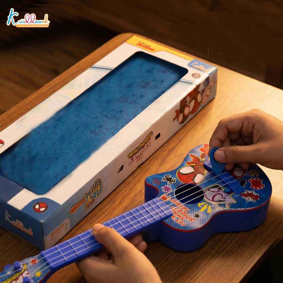 Kriiddaank Spiderman Superhero Guitar for Kids, 4 Strings, 19 Inch (48 cm)