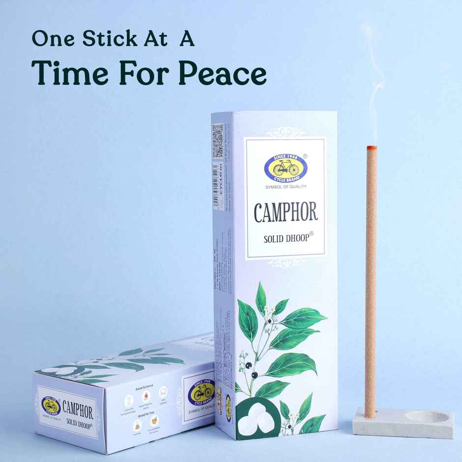 Pure Camphor Bambooless Solid Dhoop Stick | 6 Inch | 50 Sticks Pack | Cycle Combo