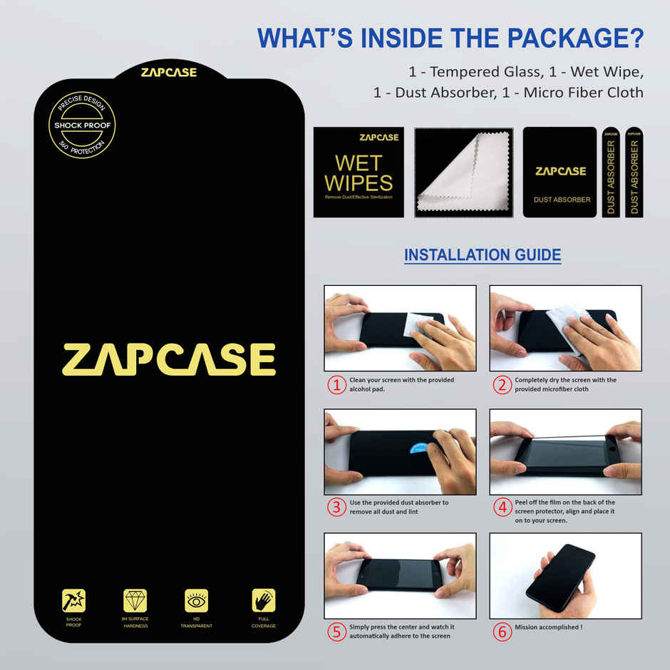 Zapcase Edge To Edge Tempered Glass for Oppo A3 5G | Clear