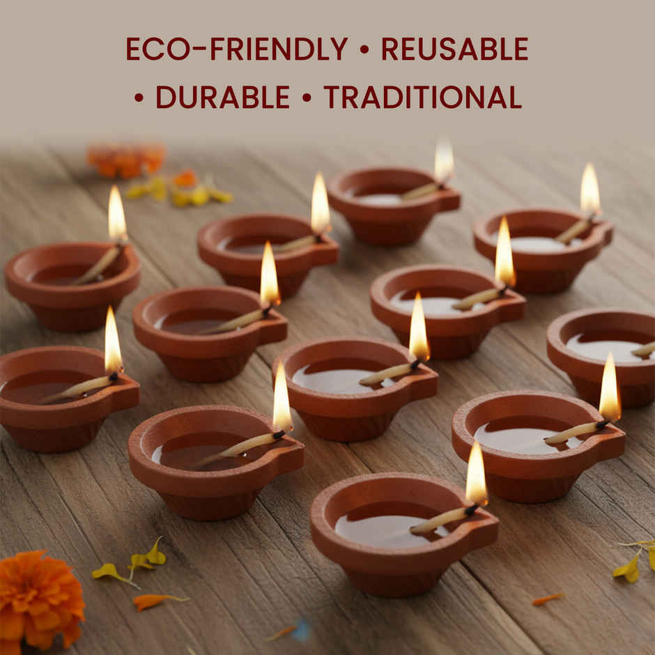 Navin Handmade Mitti Diya | Kacha Diya | Traditional | Clay | Pack Of 12 | Cycle