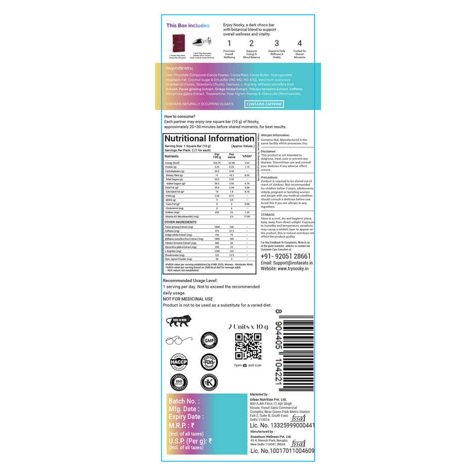 Nooky Tempt 2 in 1 Intimacy Kit Metal Plug and Aphrodisiac Chocolate