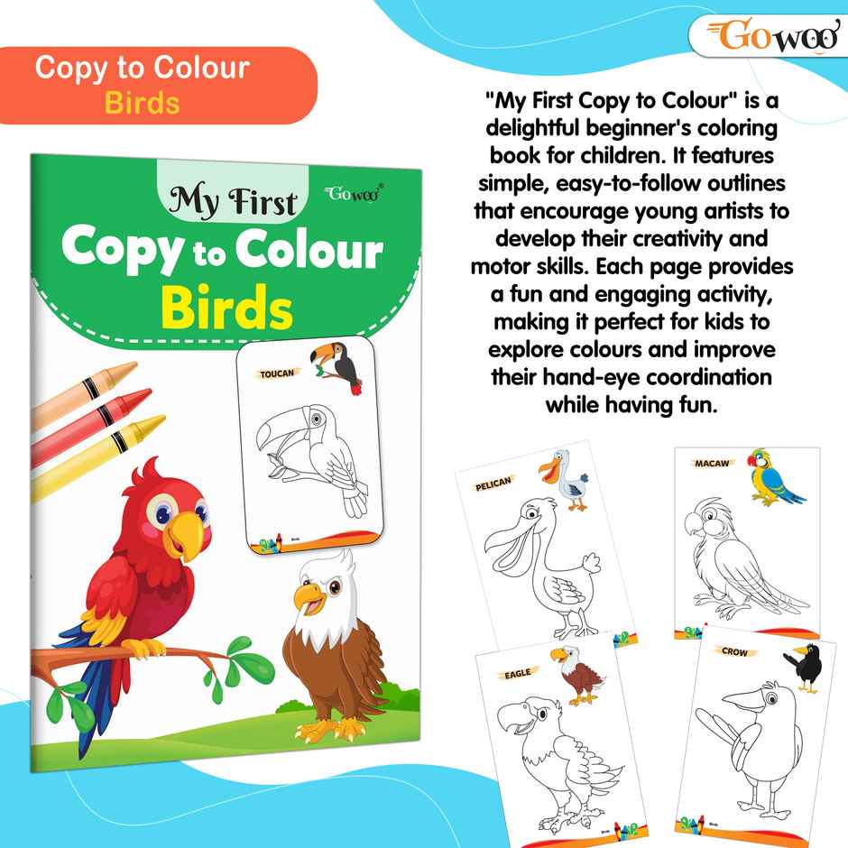 My First Copy To Colour - Birds | Easy Colouring Book for Nursery Kids | Colouring Pages for Kids