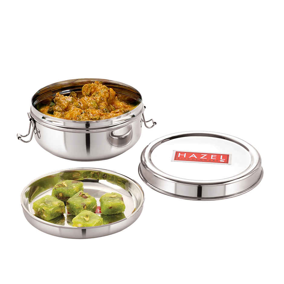 Hazel Steel Tiffin Box 500 ml | Stainless Steel Lunch Box, Traditional Design