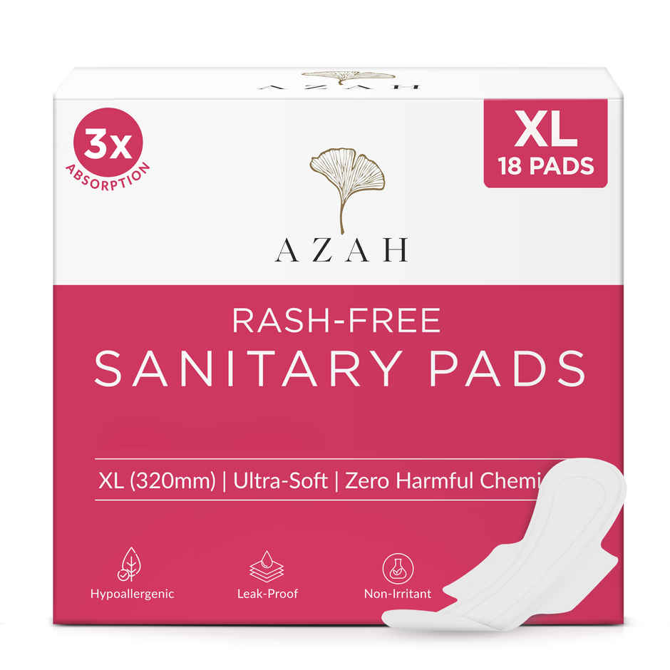 Azah Rash-Free Organic Sanitary Pads | XL | 18 pcs