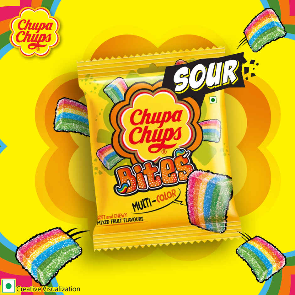 Chupa Chups Sour Bites Mixed Fruit Flavour Soft And Chewy Toffee Combo 