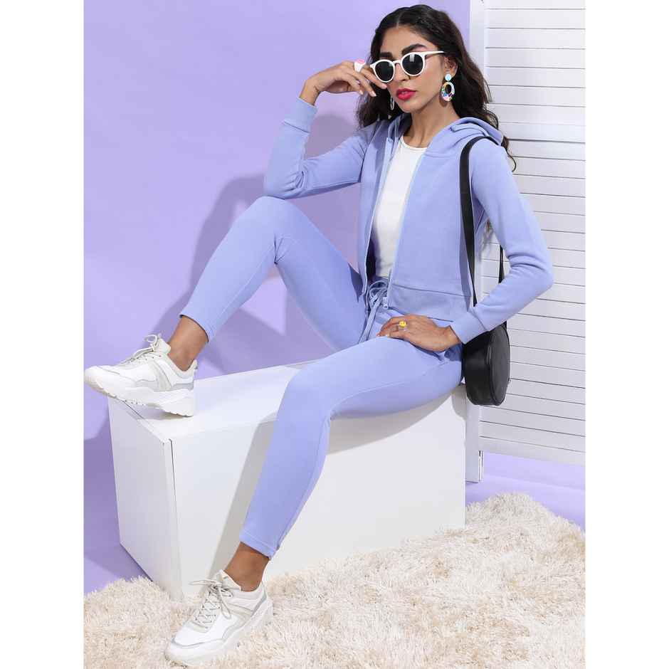 Tokyo Talkies Women's Solid Polyester Slim Fit Track Pants | Blue - 30