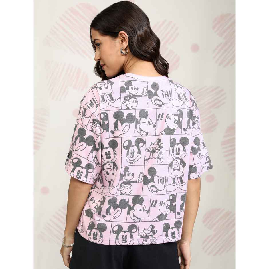 Tokyo Talkies Women's Disney Mickey Mouse Boxy Fit T-shirt | Pink - M