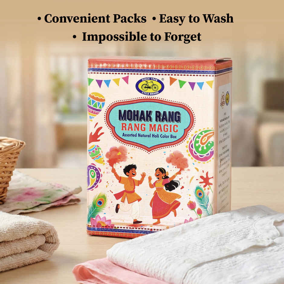 Mohak Rang Rang Magic Assorted Natural Holi Colour Box | 5 x 75 g | Cycle