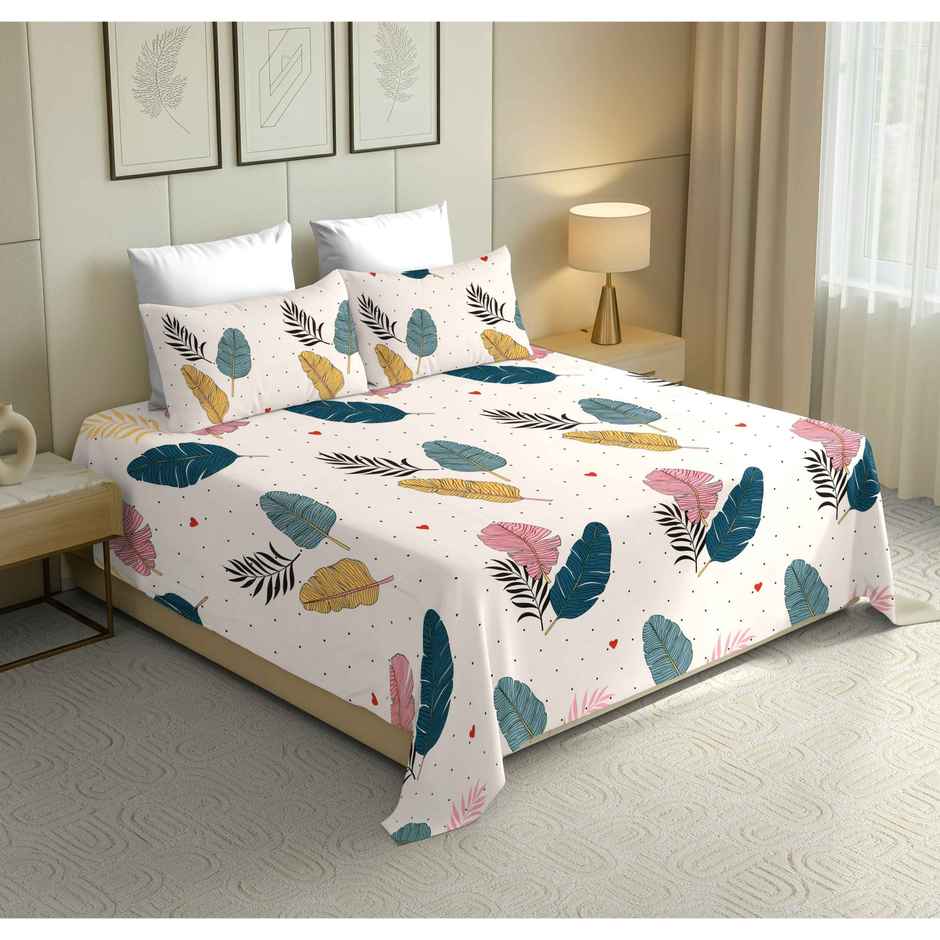 Dream Living 115 GSM Double Bedsheet Set |220 x 250 cm| With 2 Pillow Covers