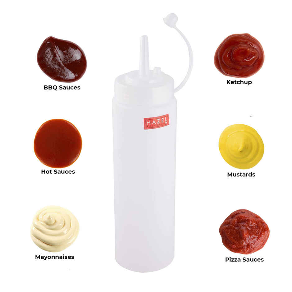 Hazel 610 ml Squeeze Bottle With Cap | Food Grade Plastic Sauce Bottle For Restaurants & Picnics