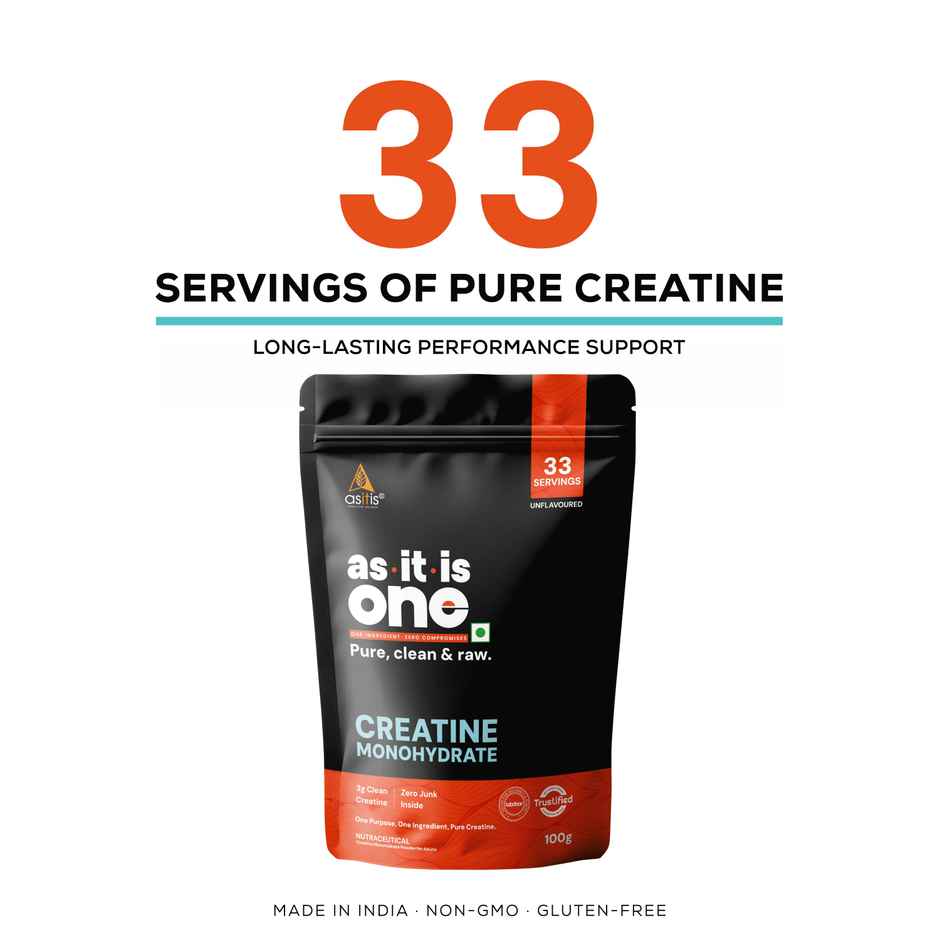As-It-Is Nutritionconcentrate 80% - Whey Protein (1kg) & As-It-Is Nutrition Pure Creatine Monohydrate For Muscle Building (100g) Combo
