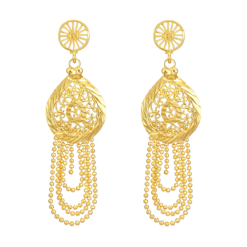 Shining Diva Fashion Long Chain One Gram Gold Plated Traditional Jewellery Set for Women | 11749s