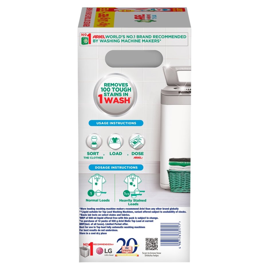 Ariel Matic Detergent Powder Top Load Liquid free|For Washing Machine