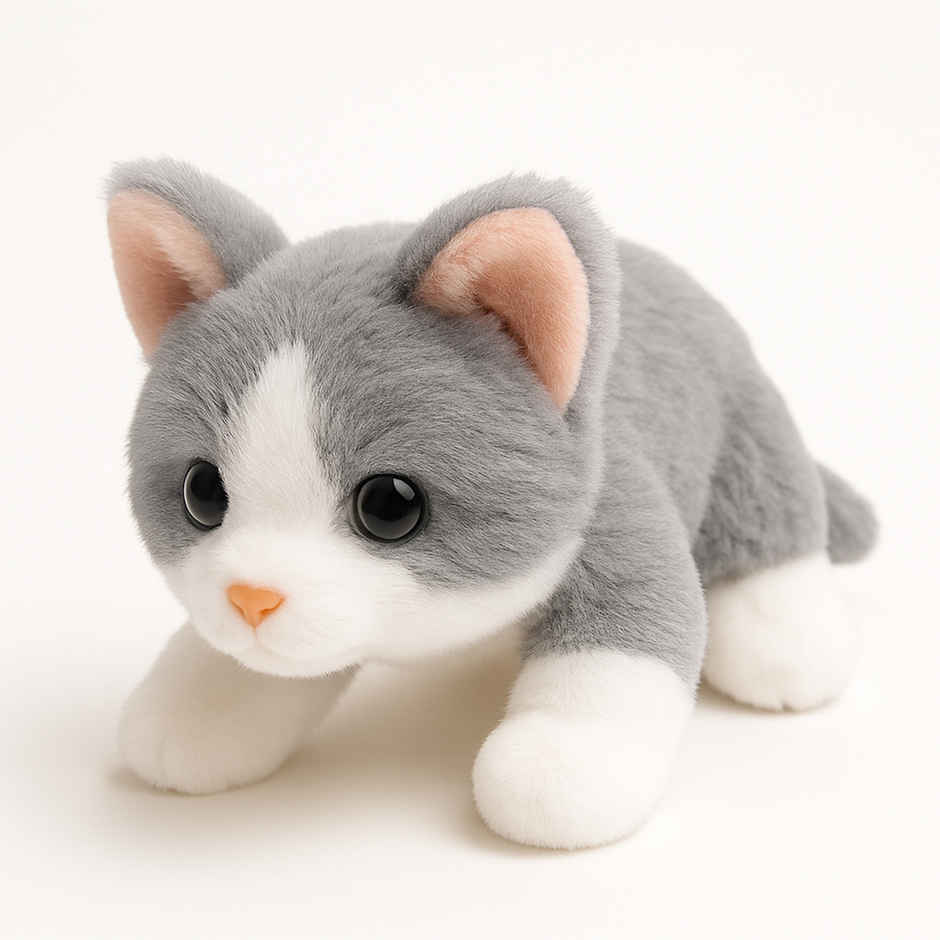 Spanker Cute Kitten Soft Toy Ultra Soft Plush Cat for Kids Grey | 25 cm