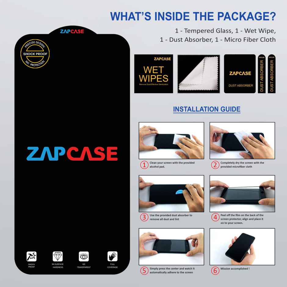 Zapcase Edge To Edge Tempered Glass for Mi Redmi Note 13 Pro 5G | Clear