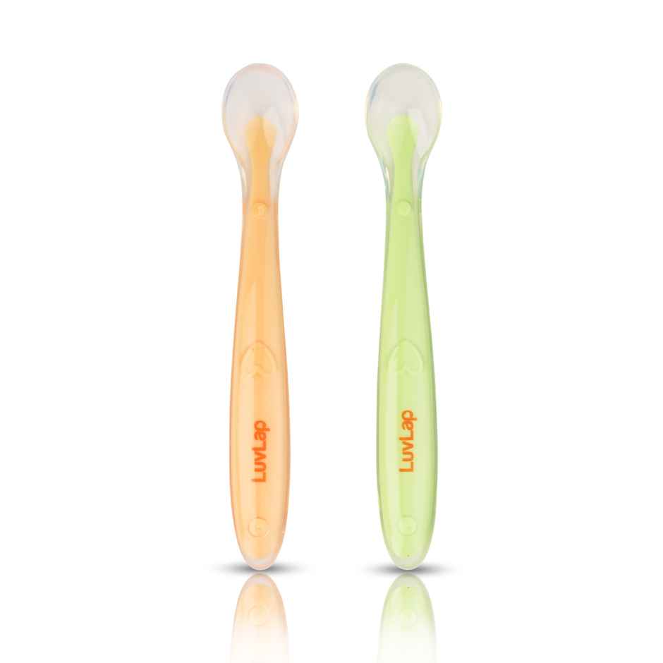 LuvLap Baby Feeding Spoon Set Of 2 | Bpa Free With Food Grade Silicone Tip | 4 Months+ | 16 Cm