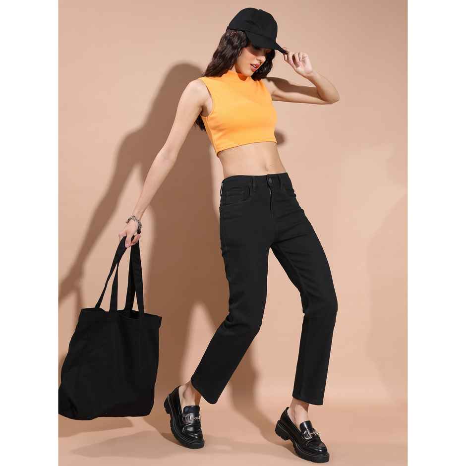 Tokyo Talkies Women's Boyfriend Fit Stretchable Jeans | Black - 34