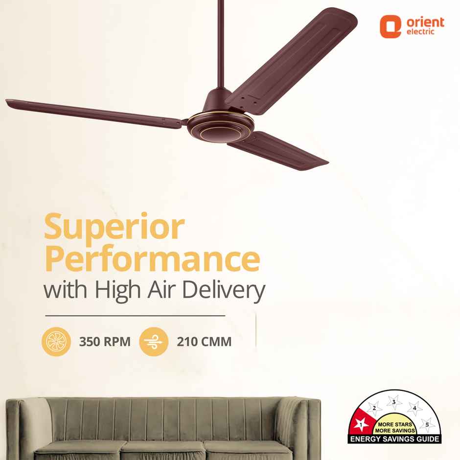 Orient Electric Apex-FX Ceiling Fan,1200mm,BEE Star Rated,Energy Efficient Fan,Rust Resistant,Brown