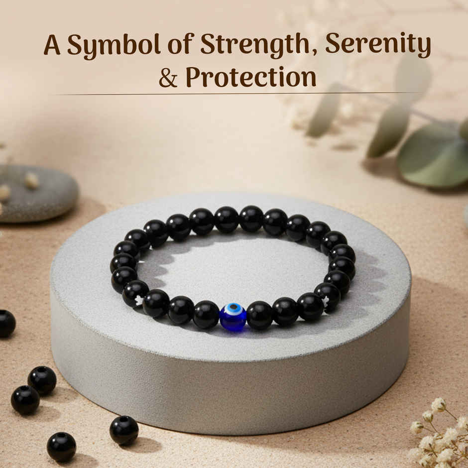 Cycle Pure Om Shanthi Blue Quartz Evil Eye Bracelet Protection From Negativity
