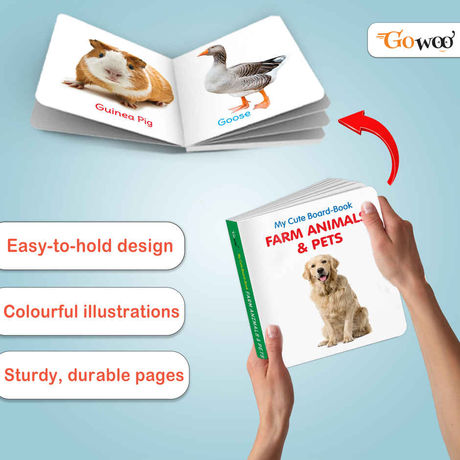 My Cute Board Book Farm Animals & Pets | Educational Picture Book | Baby Learning Board Book
