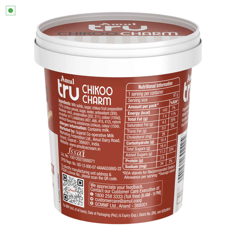 Amul Tru Chikoo Charm Ice Cream Cup