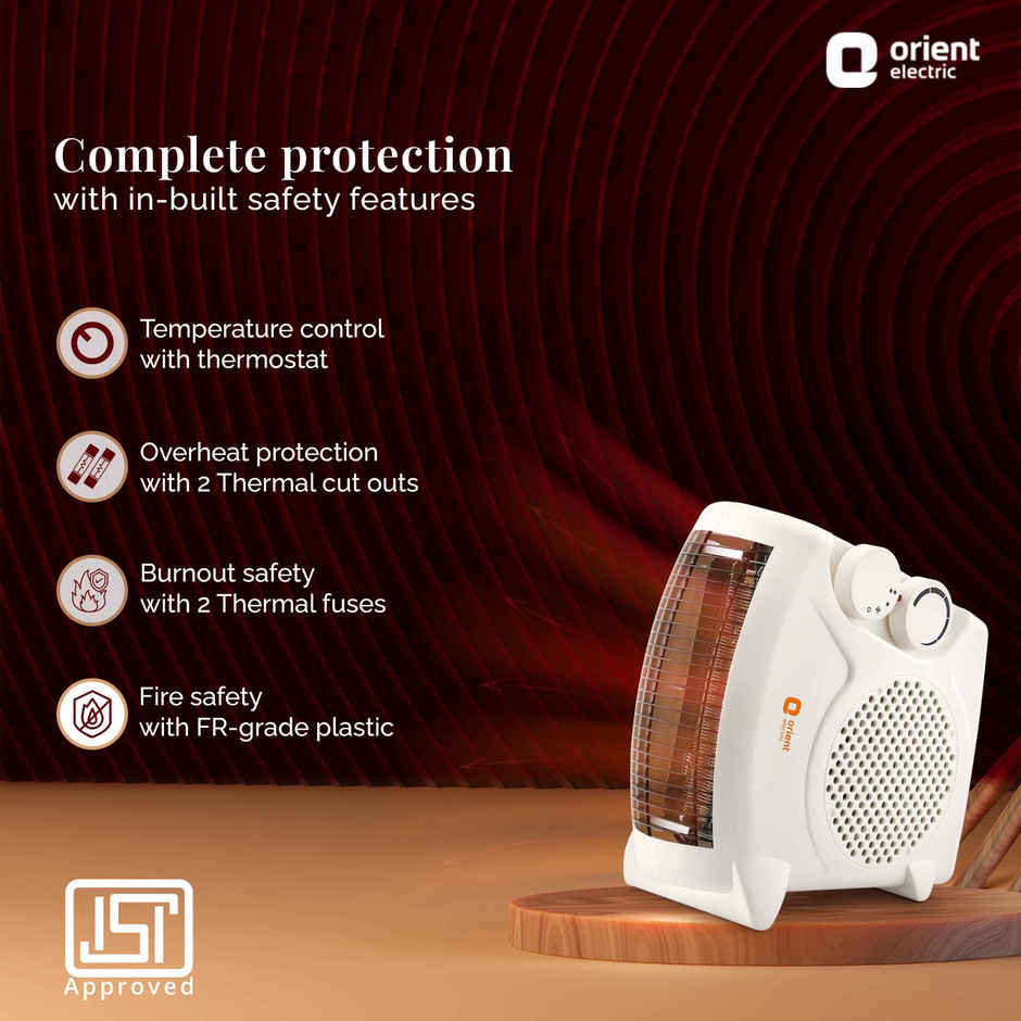 Orient Electric Areva Portable Room Heater|2000W|1-year replacement warranty|White