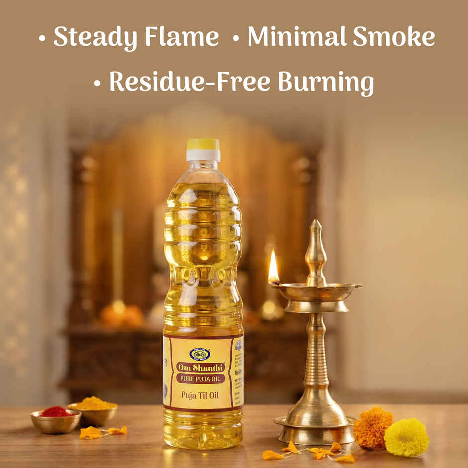Om Shanthi Til Oil | Sesame Oil | For Pooja & Diya | Cycle