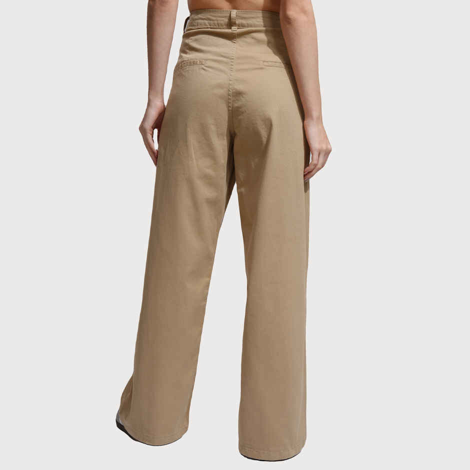 Tokyo Talkies Women's High Waist Wide Leg Trosuer | Brown - S