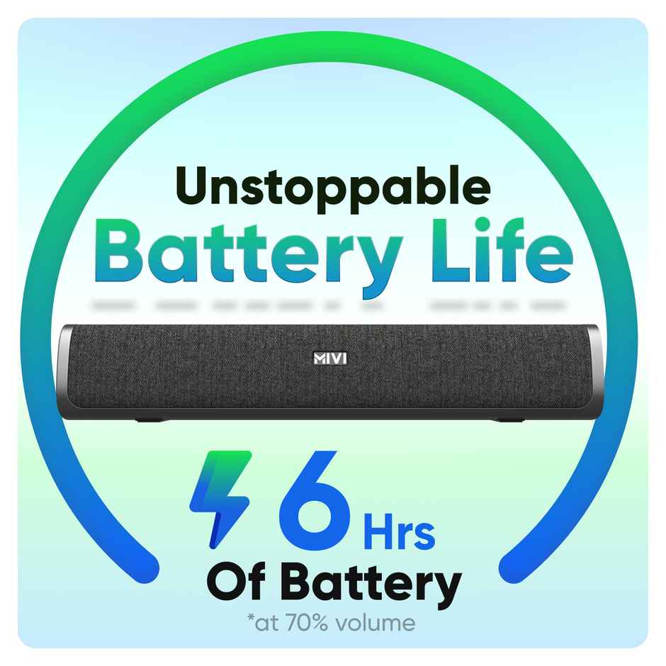 Mivi Fort S24 | FM Mode | 2 Full Range Drivers | 24W Bluetooth Soundbar | Black | 2.1 Channel