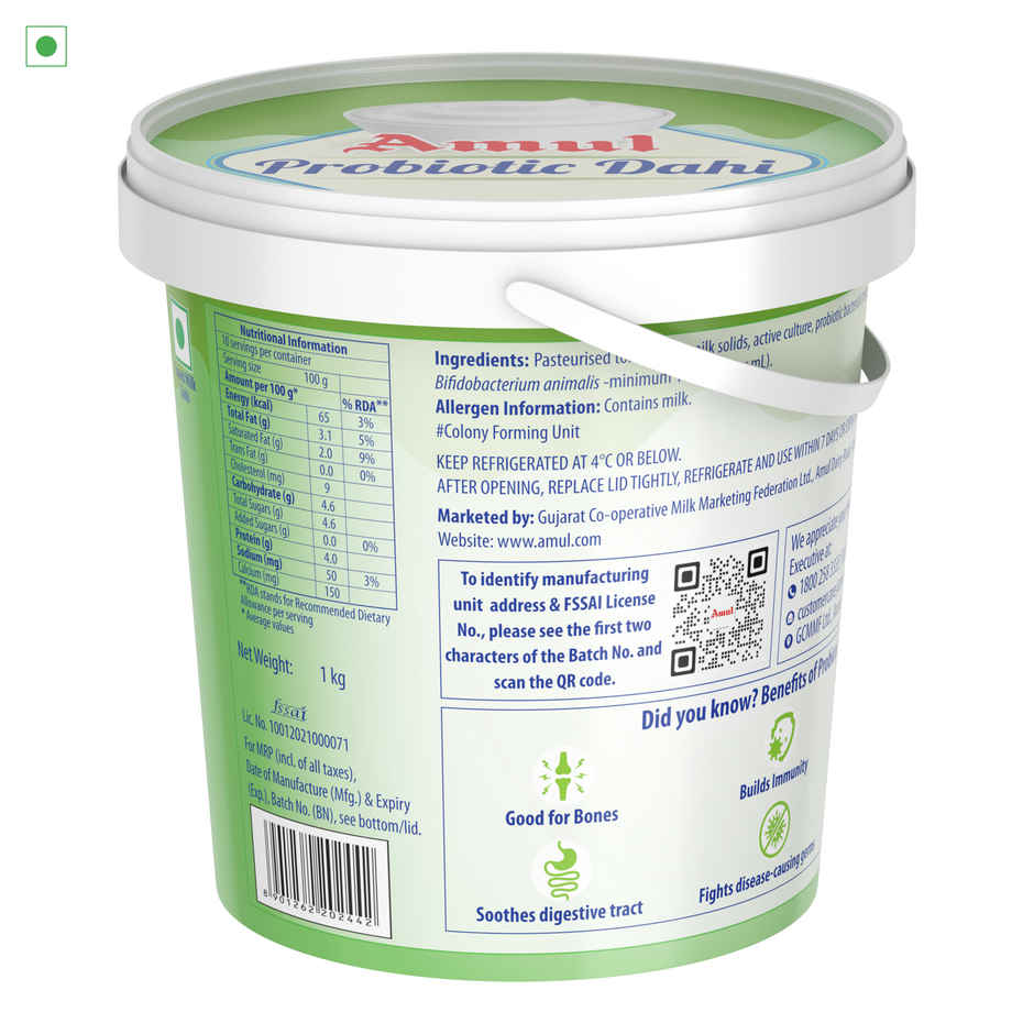 Amul Probiotic Dahi Bucket - Buy at ₹109 Online | Instant Delivery - Zepto