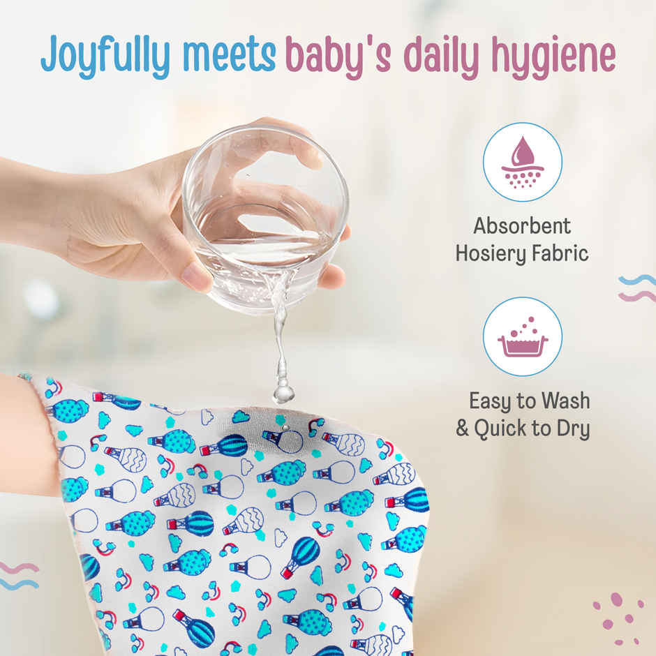 LuvLap Hosiery Cotton Cloth Premium Baby Wash Cloth for New Born Cherry Print