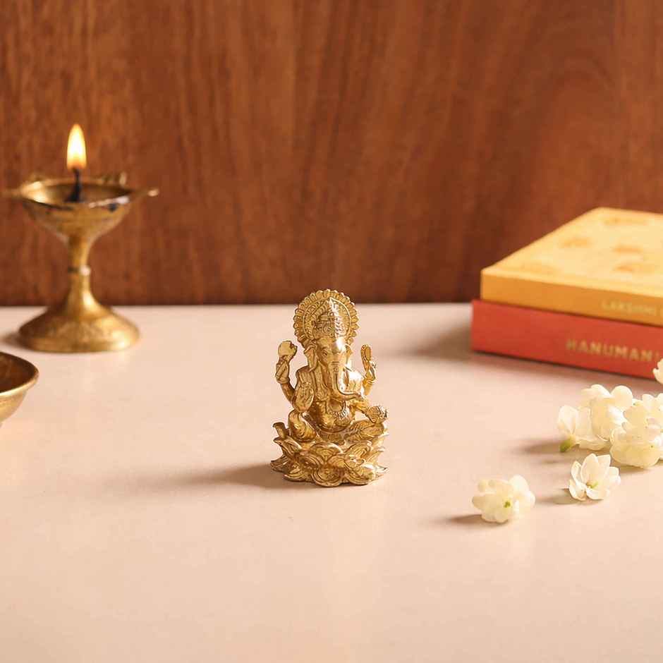 Lord Ganesha Idol | 2 Inch | Brass | Svasti