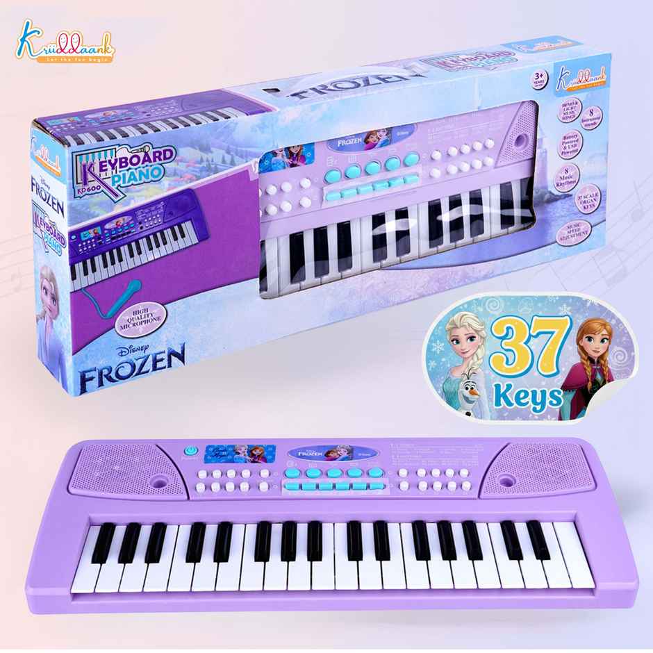 Kriiddaank Frozen Keyboard Piano 37 Keys Instrument Sounds, Microphone, Demo Light MusicToy