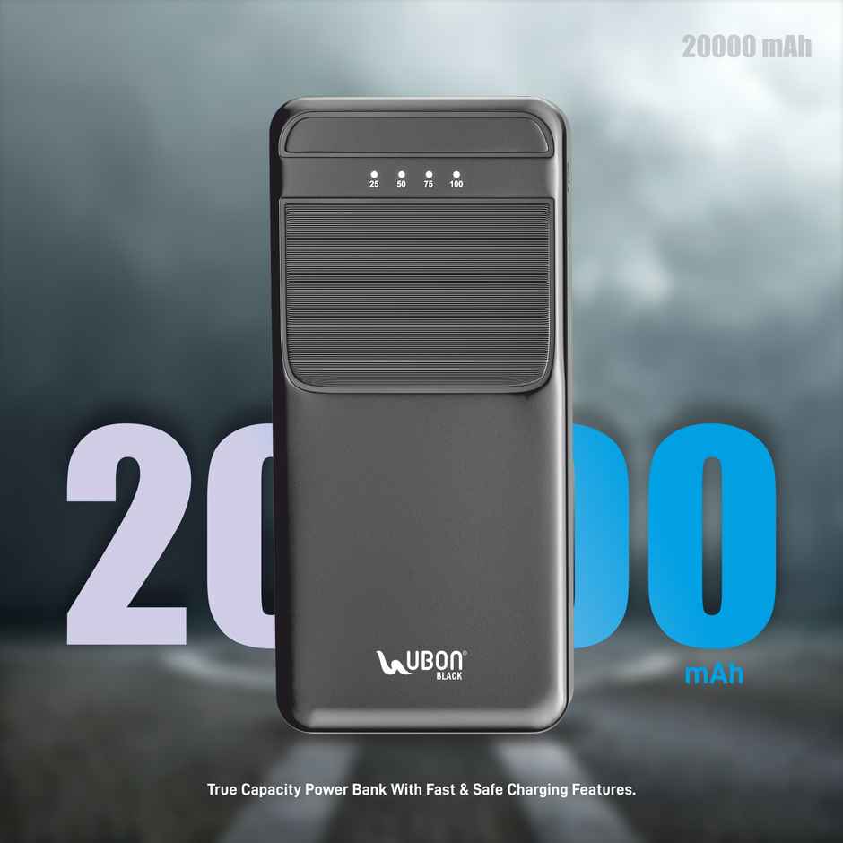 UBON 20000 mAh 15W Fast Charging Powerbank | Dual USB Output (Black)