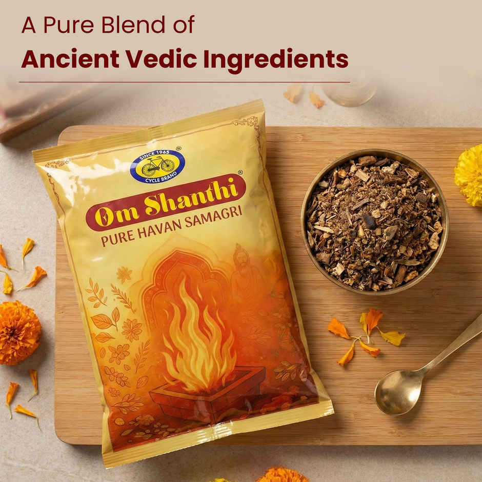 Pure Om Shanthi Havan Samagri | Premium Puja & Ritual Blend for Sacred Offerings | Cycle