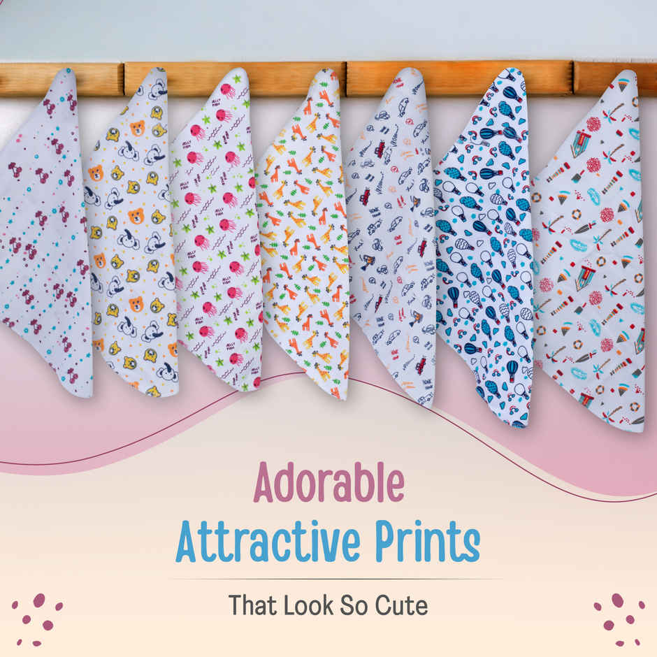 LuvLap Hosiery Cotton Cloth Premium Baby Wash Cloth for New Born Cherry Print
