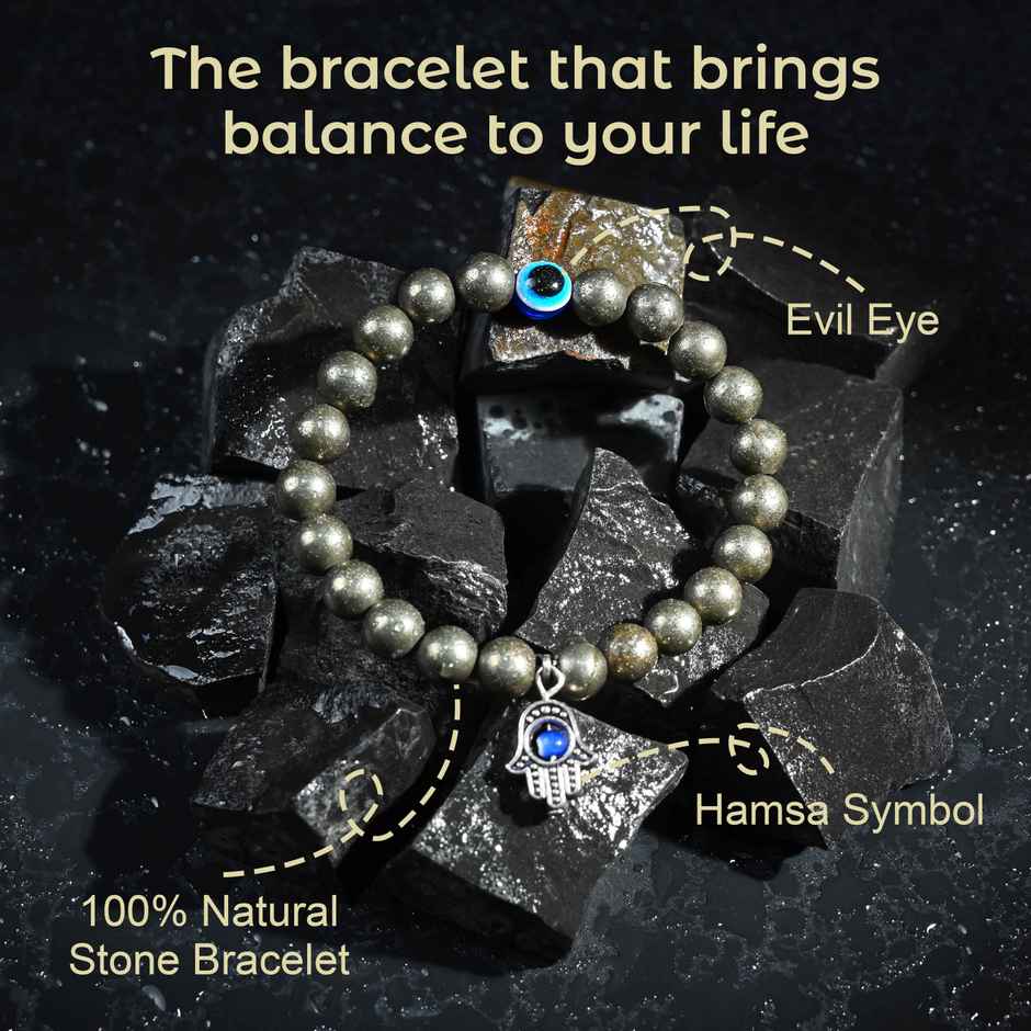 Hindcraft Original Pyrite Bracelet for Men & Women -  Certified Hand Bracelet for Wealth & Protection