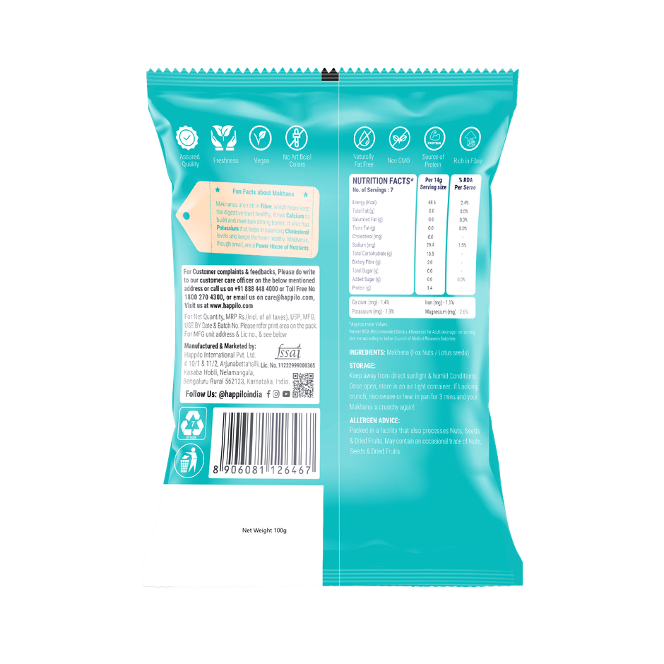 Happilo Premium Natural Makhana(Foxnut)|Ideal for Fasting|Healthy Snacks| Vrat