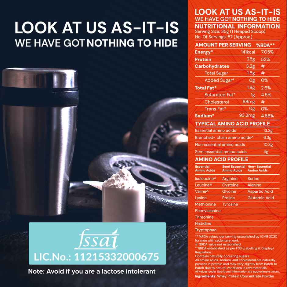AS-IT-IS Nutrition Whey Protein Concentrate 80% | Unflavored, Tested for Purity | Combo