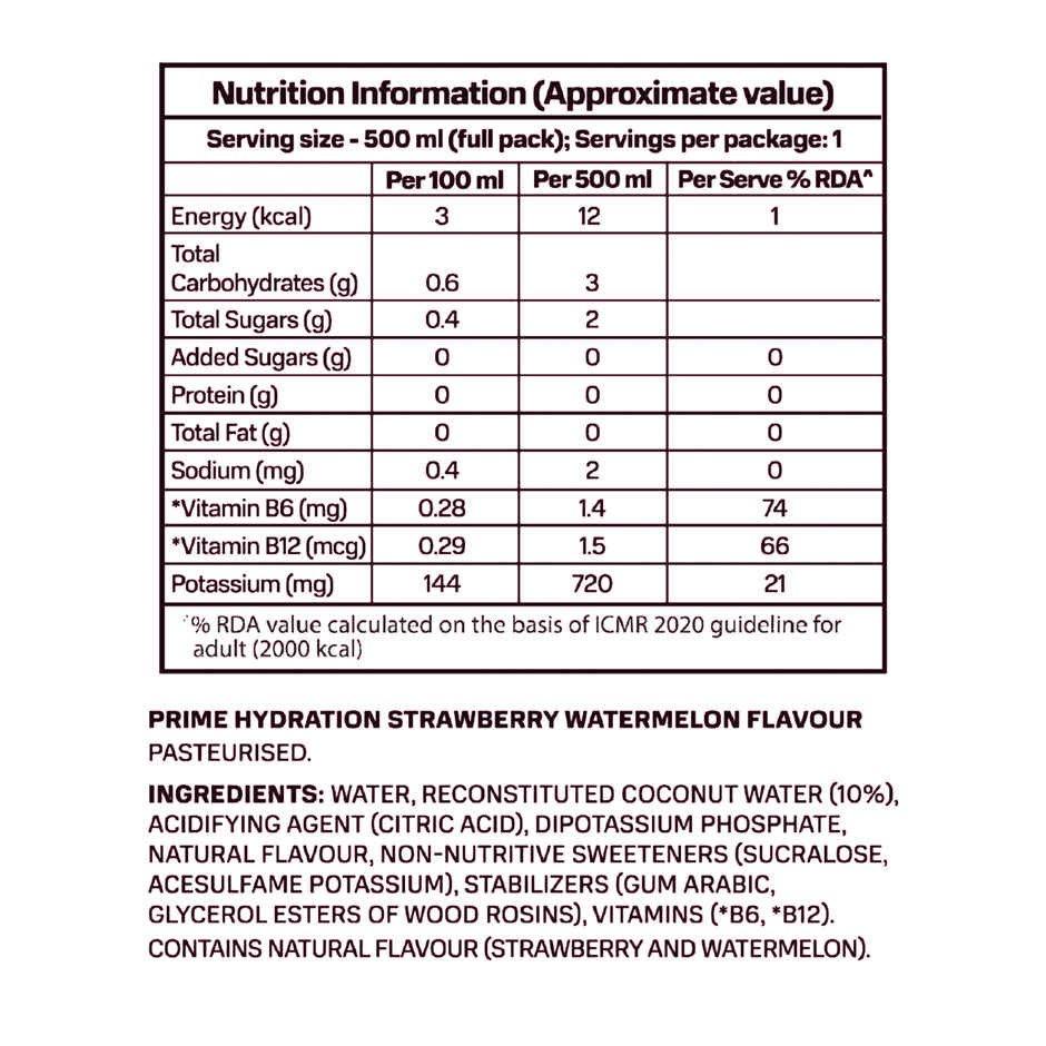 Prime Hydration Strawberry and Watermelon Energy Drink
