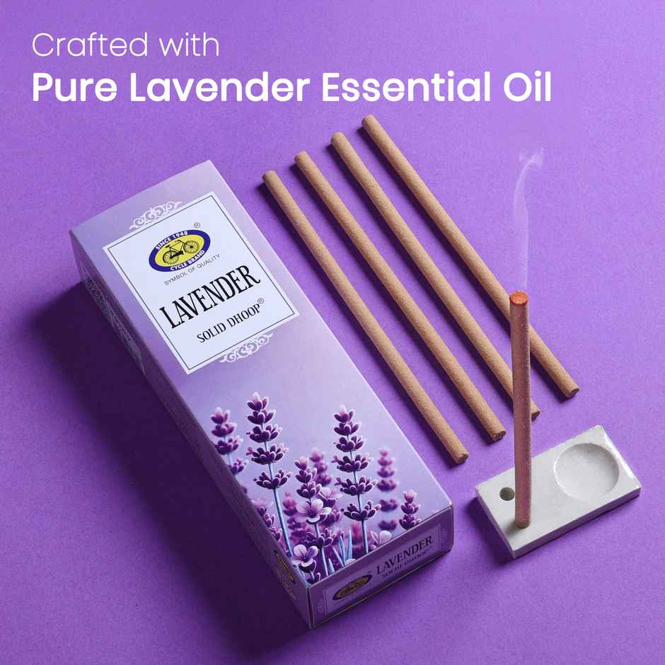 Pure Lavender Bambooless Solid Dhoop Stick | 6 Inch | Pack Of 50 Sticks | Cycle Combo